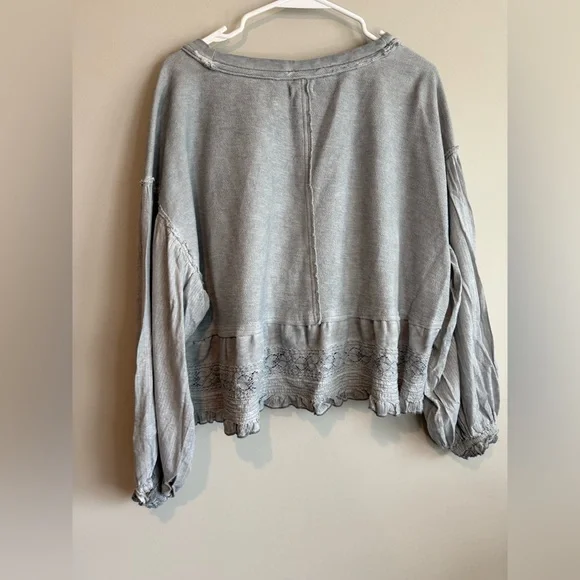 Anthropologie Pilcro Long-Sleeve Crop Babydoll Top - Picture 4 of 10